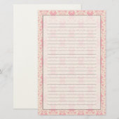Floral retro damask briefpapier (Voorkant / Achterkant)