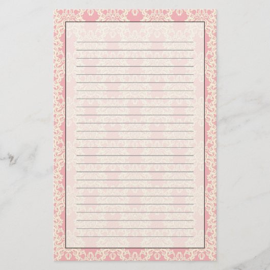 Floral retro damask briefpapier (Voorkant)