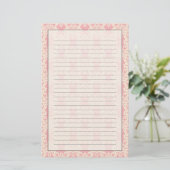 Floral retro damask briefpapier (Staand voorkant)