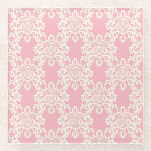 Floral retro damask glazen onderzetter