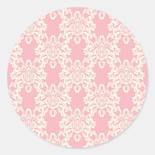 Floral retro damask ronde sticker
