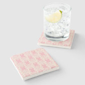 Floral retro damask stenen onderzetter (Zijkant)