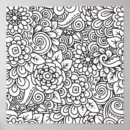 Floral Retro Doodle 2 Poster (Voorkant)