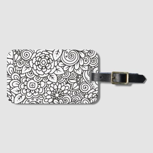 Floral Retro Doodle Bagagelabel (Voorkant (horizontaal))