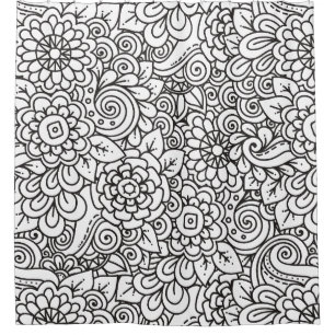Floral Retro Doodle Douchegordijn