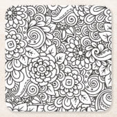 Floral Retro Doodle Kartonnen Onderzetters (Voorkant)