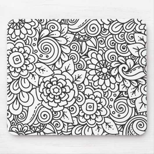 Floral Retro Doodle Muismat (Voorkant)