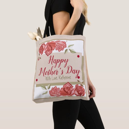 Floral Retro Elegant Keepomwille Moederdag Tote Bag (Dichtbij)