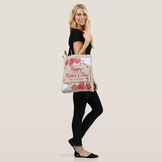 Floral Retro Elegant Keepomwille Moederdag Tote Bag (Op model)