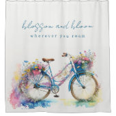 Floral Retro Fiets - Blossom en Bloom Douchegordijn (Voorkant)