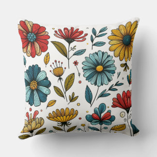Floral Retro Folk Art Kussen