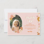 Floral Retro foto Verjaardag bedankje Bedankkaart (Voorkant)