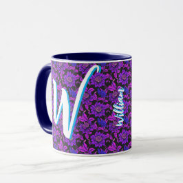 Floral Retro Gift (Naam, Monogram) Antiek Vintage Mok
