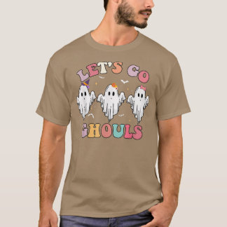 Floral Retro Groovy Let's Go Ghouls Funny Hallowee T-shirt