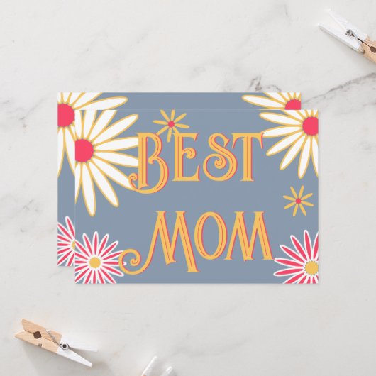 Floral Retro Moederdag Kaart (Voorkant / Achterkant in situ)