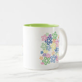 Floral Retro-Mok Tweekleurige Koffiemok (Voorkant rechts)