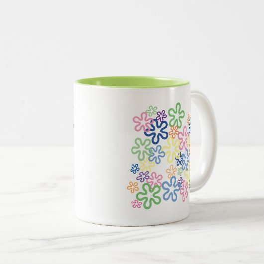 Floral Retro-Mok Tweekleurige Koffiemok (Voorkant rechts)