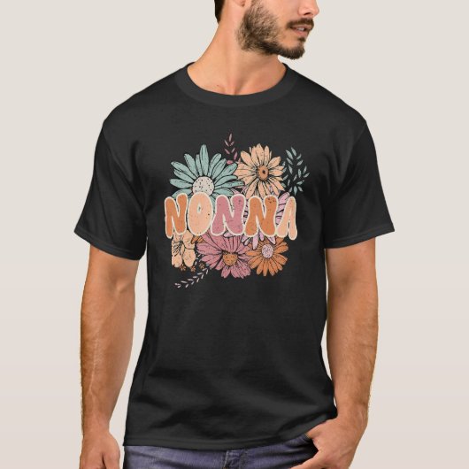 Floral Retro Nonna Groovy Best Nonna Ever  Mother  T-shirt (Voorkant)