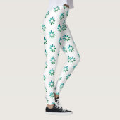 Floral Retro Pattern Green White Leggings (Rechts)