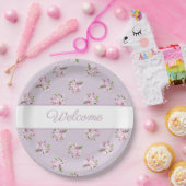 Floral Retro Pattern Papieren Bordje (Feest)