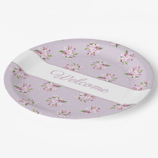 Floral Retro Pattern Papieren Bordje (Gekanteld)