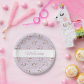 Floral Retro Pattern Papieren Bordje (Feest)