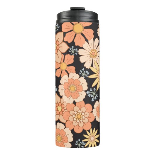 Floral Retro Peach Thermosbeker (Voorkant)