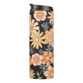 Floral Retro Peach Thermosbeker (Geroteerd rechts)