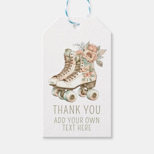  Floral Retro Roller Schaatsen elegant design Cadeaulabel (Voorkant)