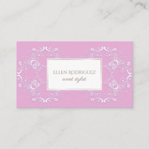 Floral retro romantisch  roze patroon visitekaartje