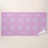 Floral retro  roze design. strandlaken (Voorkant)