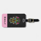 Floral Retro Sugar Skull Bagagelabel (Voorkant horizontaal)
