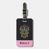 Floral Retro Sugar Skull Bagagelabel (Voorkant verticaal)