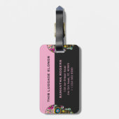 Floral Retro Sugar Skull Bagagelabel (Achterkant verticaal)