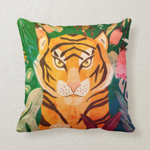 Floral Retro Tiger Pillow Kussen