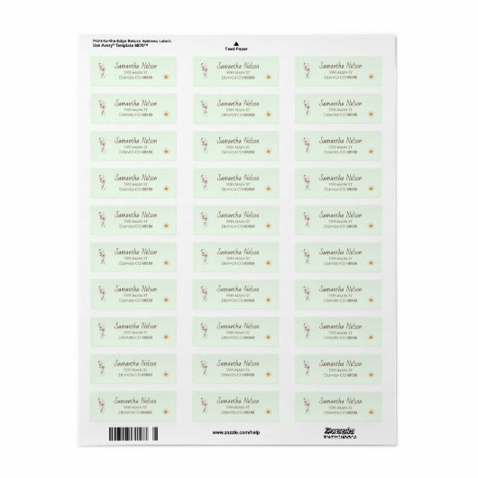 Floral Return Address Label (Full Sheet)