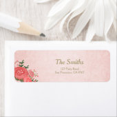 Floral Return Address Label Pink Gold Girl Baby (Insitu)