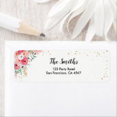 Floral Return Address Label Waterverf Roze tuin (Insitu)