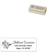 Floral Return Address Rubberstempel (Gestempeld)