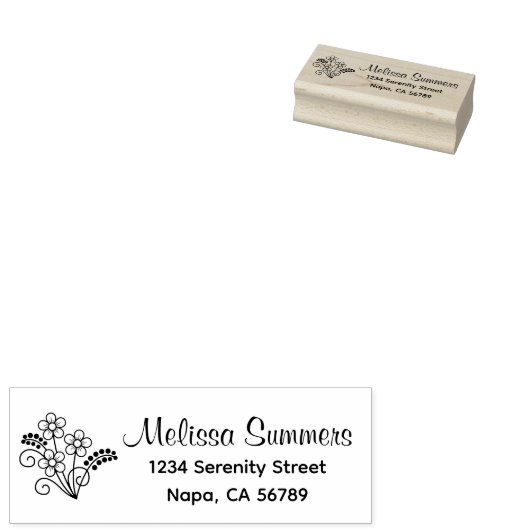 Floral Return Address Rubberstempel (Gestempeld)