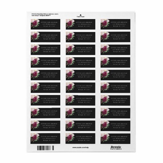 Floral Return-adres Etiket (Full Sheet)