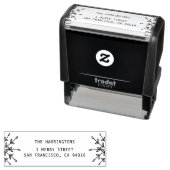 Floral Return-adreslabel met bladeren Zelfinktende Stempel (In situ)