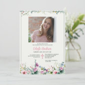 Floral Revelry Photo Religious Invitation Kaart (Staand voorkant)