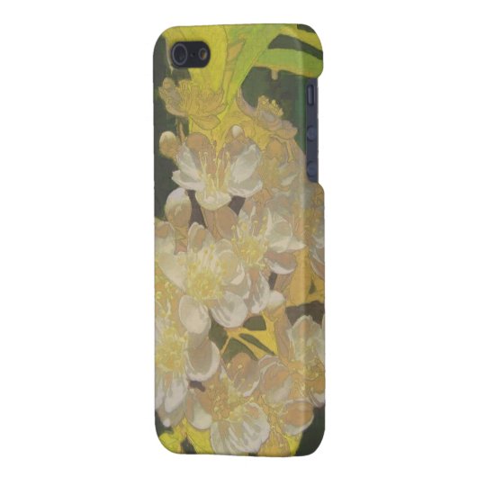 Floral Rhapsody in Gold en White iPhone Hoesje (Achterkant Links)