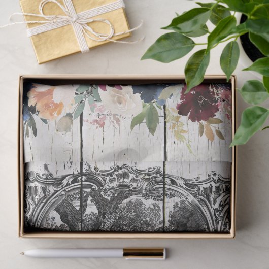 Floral Rhode Island Red Chickens Tissuepapier (Geschenk)