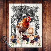 Floral Rhode Island Red Chickens Tissuepapier