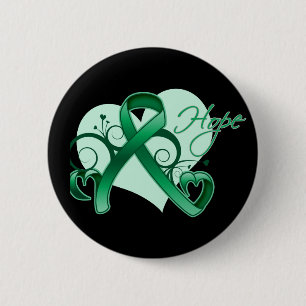 Floral Ribbon Hope - Liver Cancer Ronde Button 5,7 Cm