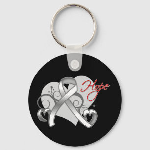 Floral Ribbon Hope - Lung Cancer Sleutelhanger