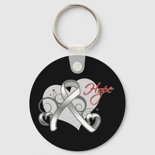 Floral Ribbon Hope - Lung Cancer Sleutelhanger (Voorkant)