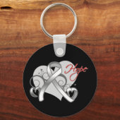 Floral Ribbon Hope - Lung Cancer Sleutelhanger (Voorkant)